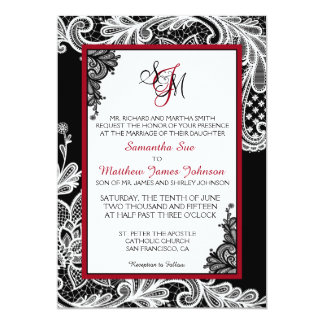 Black And White Lace Wedding Invitations 4