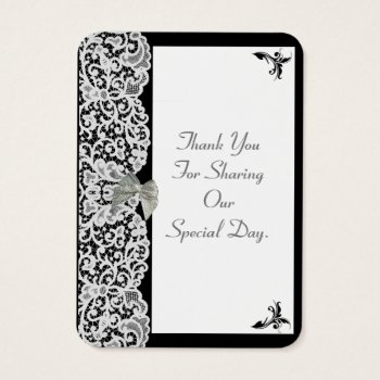 Black And White Lace Wedding Thank You Tag by personalized_wedding at Zazzle