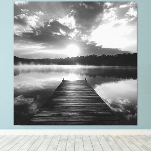 Black and White Lake of the Ozarks Photography Canvas Print