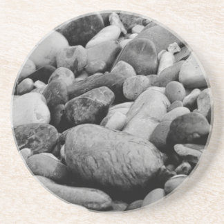 Black and White Lakeshore Beach Stones Drink Coaster