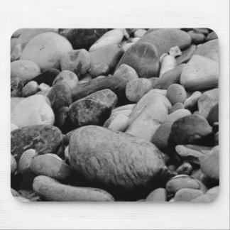 Black and White Lakeshore Beach Stones Mouse Pad
