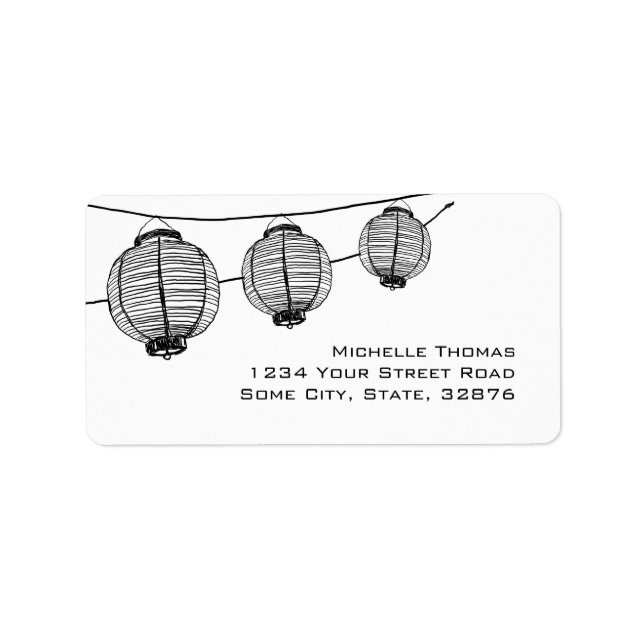 Black and White Lanterns Return Address Label (Front)