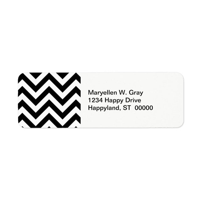 Black and White Large Chevron ZigZag Pattern Label (Front)