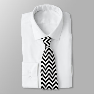 Black and White Large Chevron ZigZag Pattern Tie