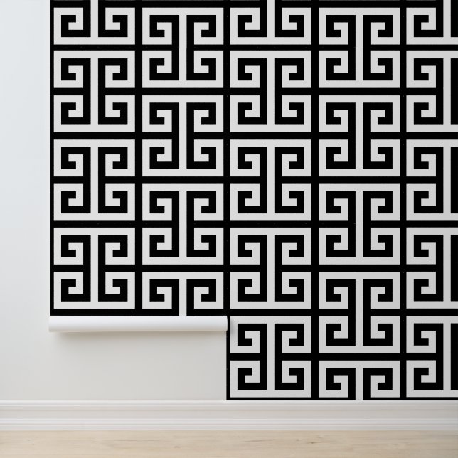 Black and White Large Greek Key Wallpaper (Application)