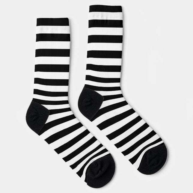 Black and White Large Horizontal Stripes Socks (Right)