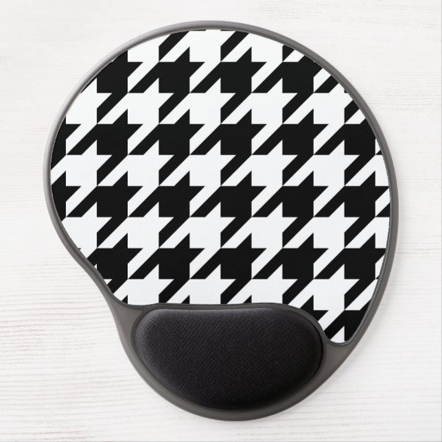 Black and White Large Houndstooth Pattern Gel Mouse Pad (Front)