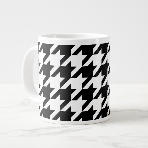 Black and White Large Houndstooth Pattern Giant Coffee Mug