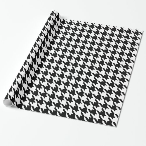 Black and White Large Houndstooth Pattern Wrapping Paper