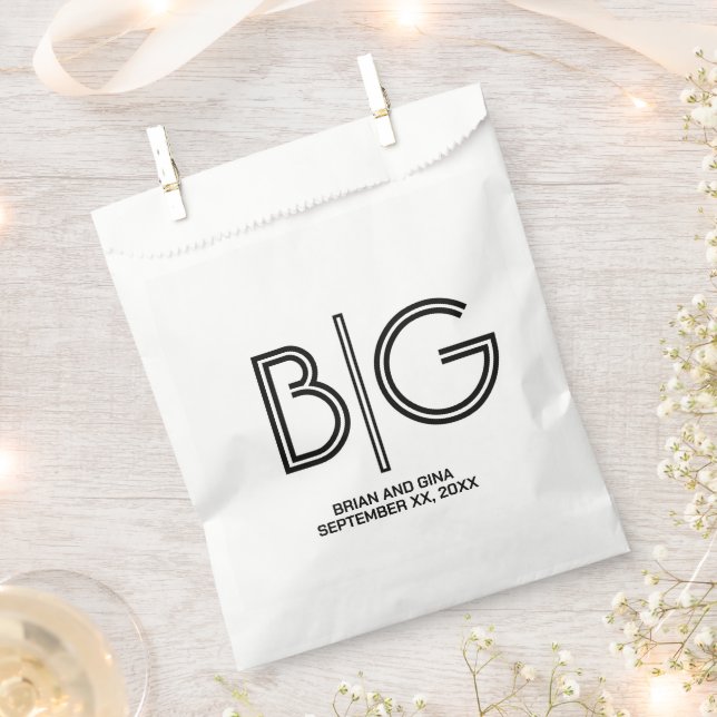 Black and White Large Initials Favor Bag (Clipped)