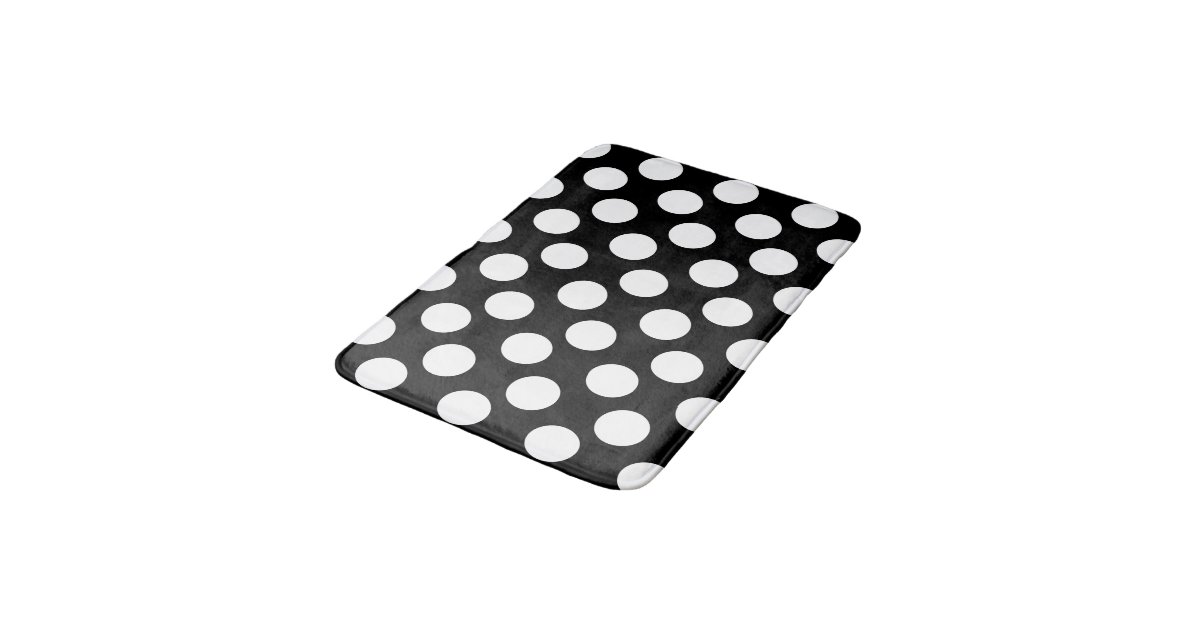 Black and White Large Polka Dot Bath Mat | Zazzle