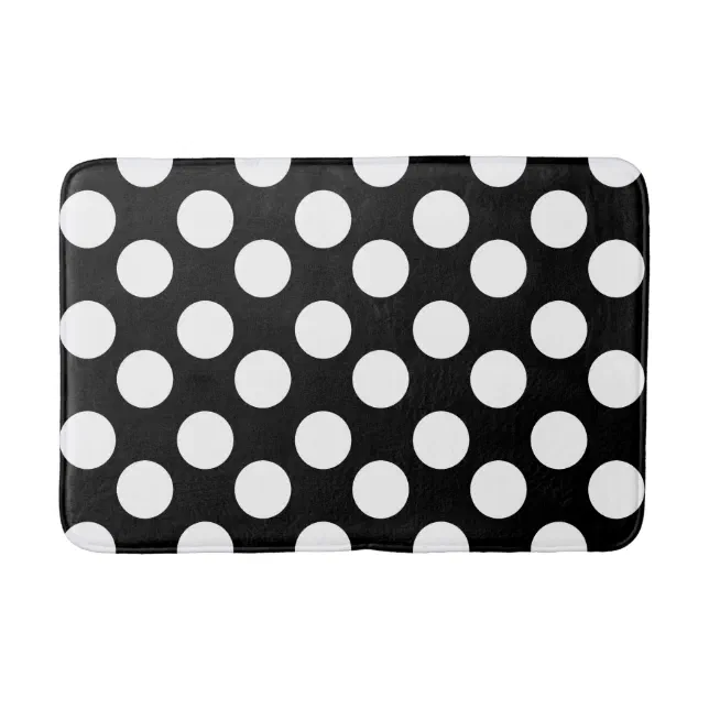 Black and White Large Polka Dot Bath Mat Zazzle