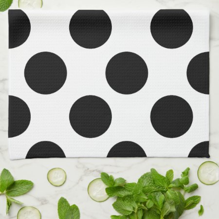 Black And White Large Polka Dot Kitchen Towel