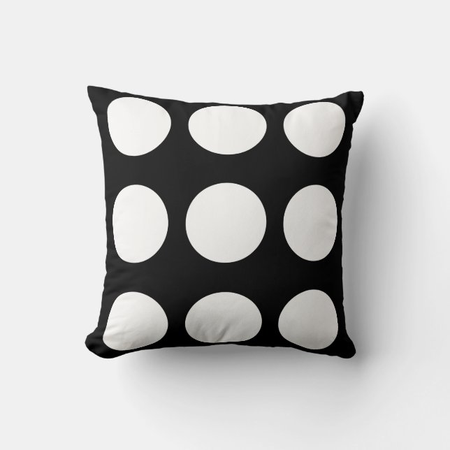 Black and white large polka dot  pillow (Front)