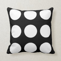 Black and white large polka dot  pillow