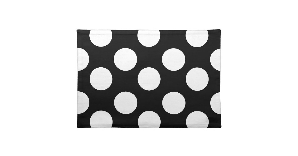 Black and White Large Polka Dot Placemat Zazzle