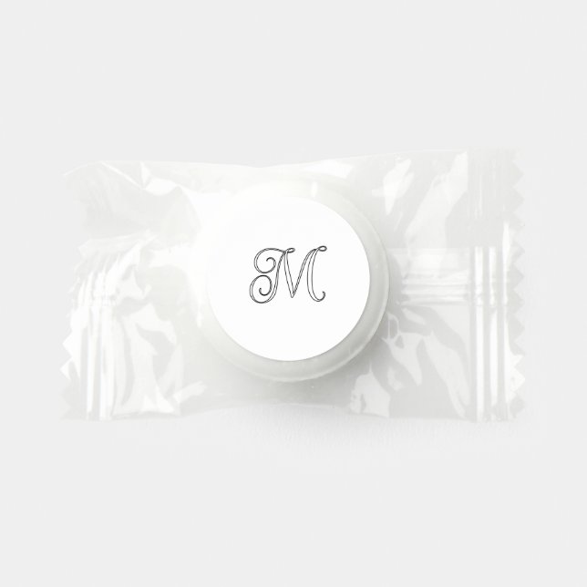 Black and White Large Single Elegant Letter Life Saver® Mints (Front)