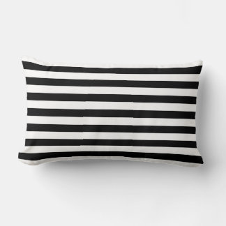 Black and White Large Size Horizontal Stripes Lumbar Pillow