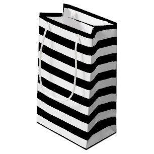Black and White Large Size Horizontal Stripes Small Gift Bag