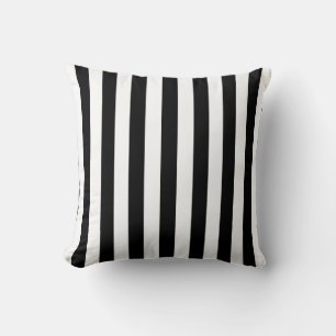 Black and White Large Size Stripes Throw Pillow