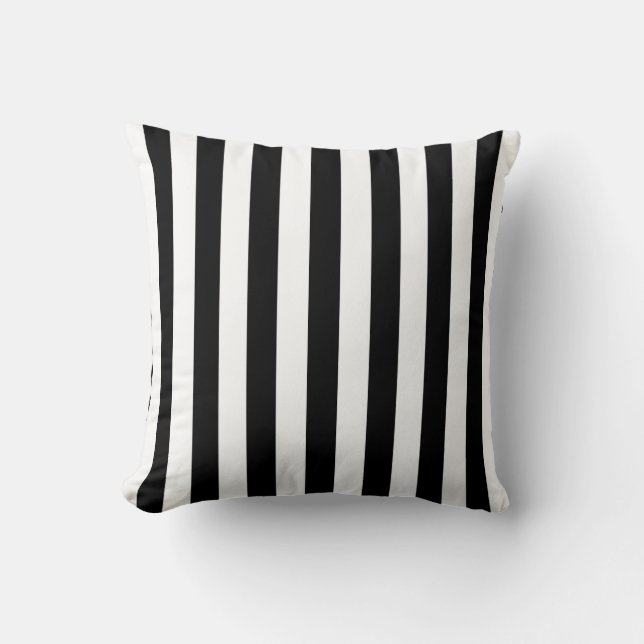 Black and White Large Size Stripes Throw Pillow (Front)