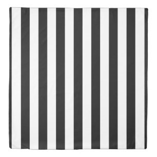 Black and White Large Size Vertical Stripes Duvet Cover