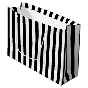 Black and White Large Size Vertical Stripes Gift Bag