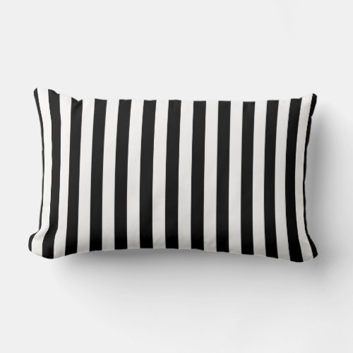 Black and White Large Size Vertical Stripes Lumbar Pillow
