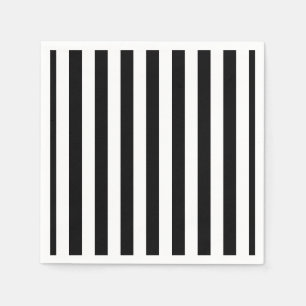 Black and White Large Size Vertical Stripes Paper Napkins