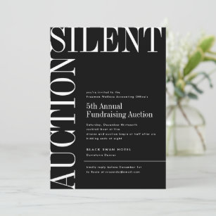 Black and White Large Text Silent Auction Invitati Invitation