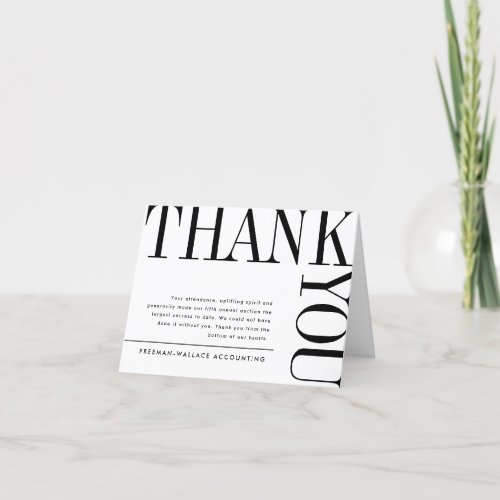 Black and White Large Text Thank You Card
