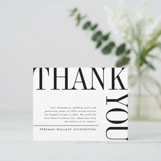 Black and White Large Text Thank You Card | Zazzle