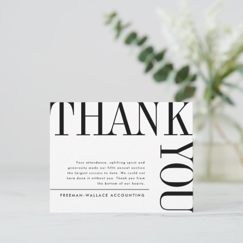 Black and White Large Text Thank You Card