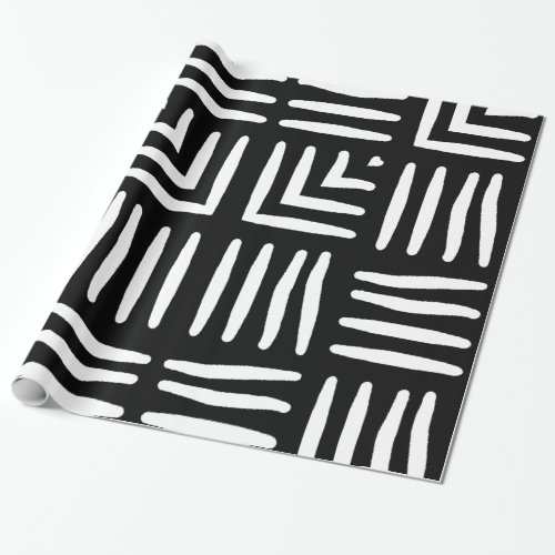 Black and White Large Weave Pattern Wrapping Paper