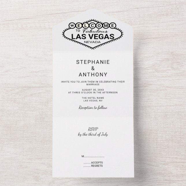 Black and White Las Vegas Destination Wedding All In One Invitation (Inside)