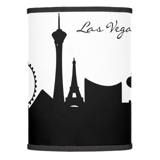 Black and White Las Vegas Skyline Lamp Shade (Front)