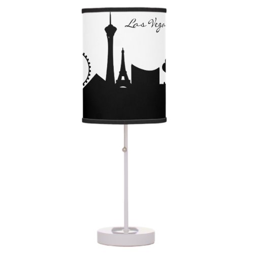 Black and White Las Vegas Skyline Table Lamp