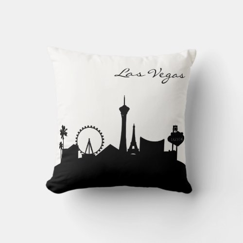 Black and White Las Vegas Skyline Throw Pillow