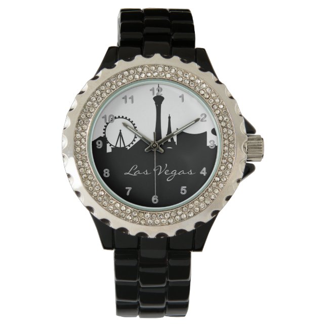Black and White Las Vegas Skyline Watch (Front)
