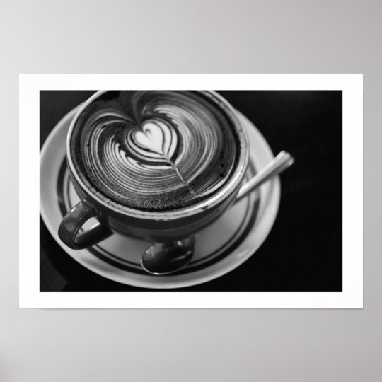 Black and White Latte Art - Mocha Cafe Art Poster | Zazzle.com