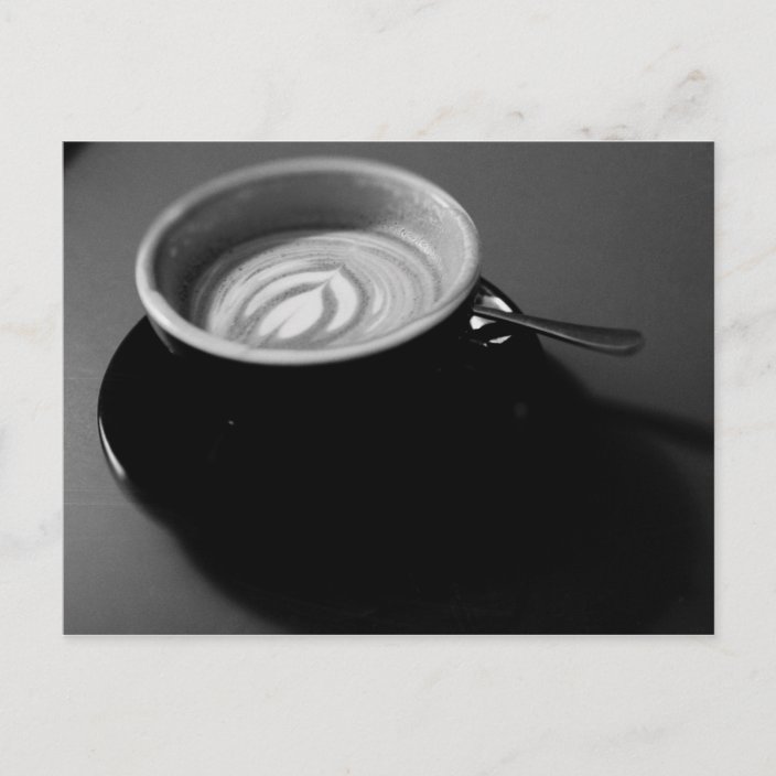 Black and white latte with Latte art postcard | Zazzle.com