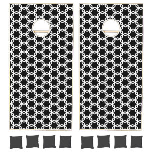 Black and White Lattice Pattern  Cornhole Set