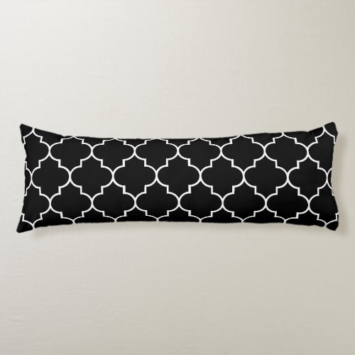 Black And White Latticework Quatrefoil Trellis Body Pillow