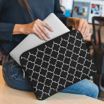 Black And White Latticework, Quatrefoil, Trellis Laptop Sleeve<br><div class="desc">Elegant,  stylish and sophisticated Moroccan trellis pattern in black color. Modern and trendy gift,  perfect for the latticework lover in your life.</div>