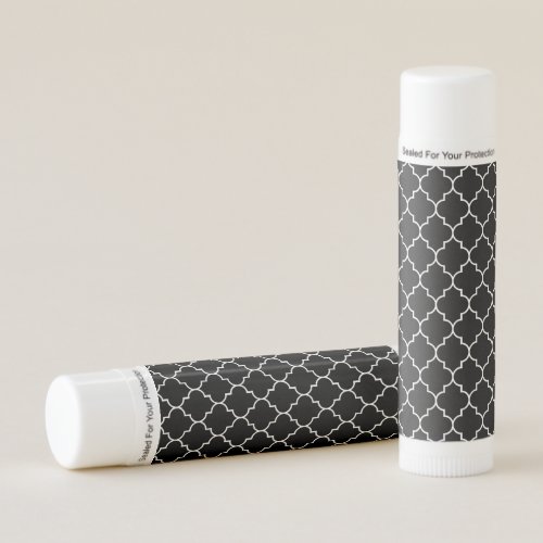 Black And White Latticework Quatrefoil Trellis Lip Balm