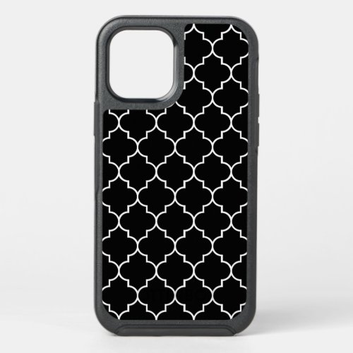 Black And White Latticework Quatrefoil Trellis OtterBox Symmetry iPhone 12 Case