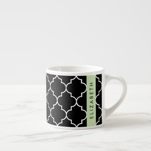 Black And White Latticework Trellis Your Name Espresso Cup