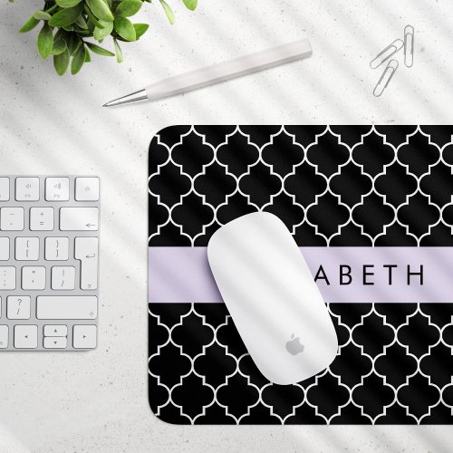 Black And White Latticework Trellis Your Name Mouse Pad