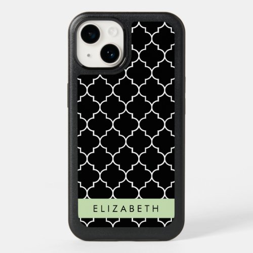 Black And White Latticework Trellis Your Name OtterBox iPhone 14 Case