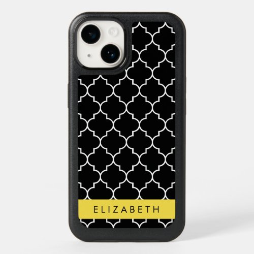 Black And White Latticework Trellis Your Name OtterBox iPhone 14 Case